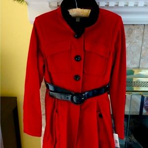 LAUNDRY by Design Red Holiday Christmas Wool Coat NWT $500